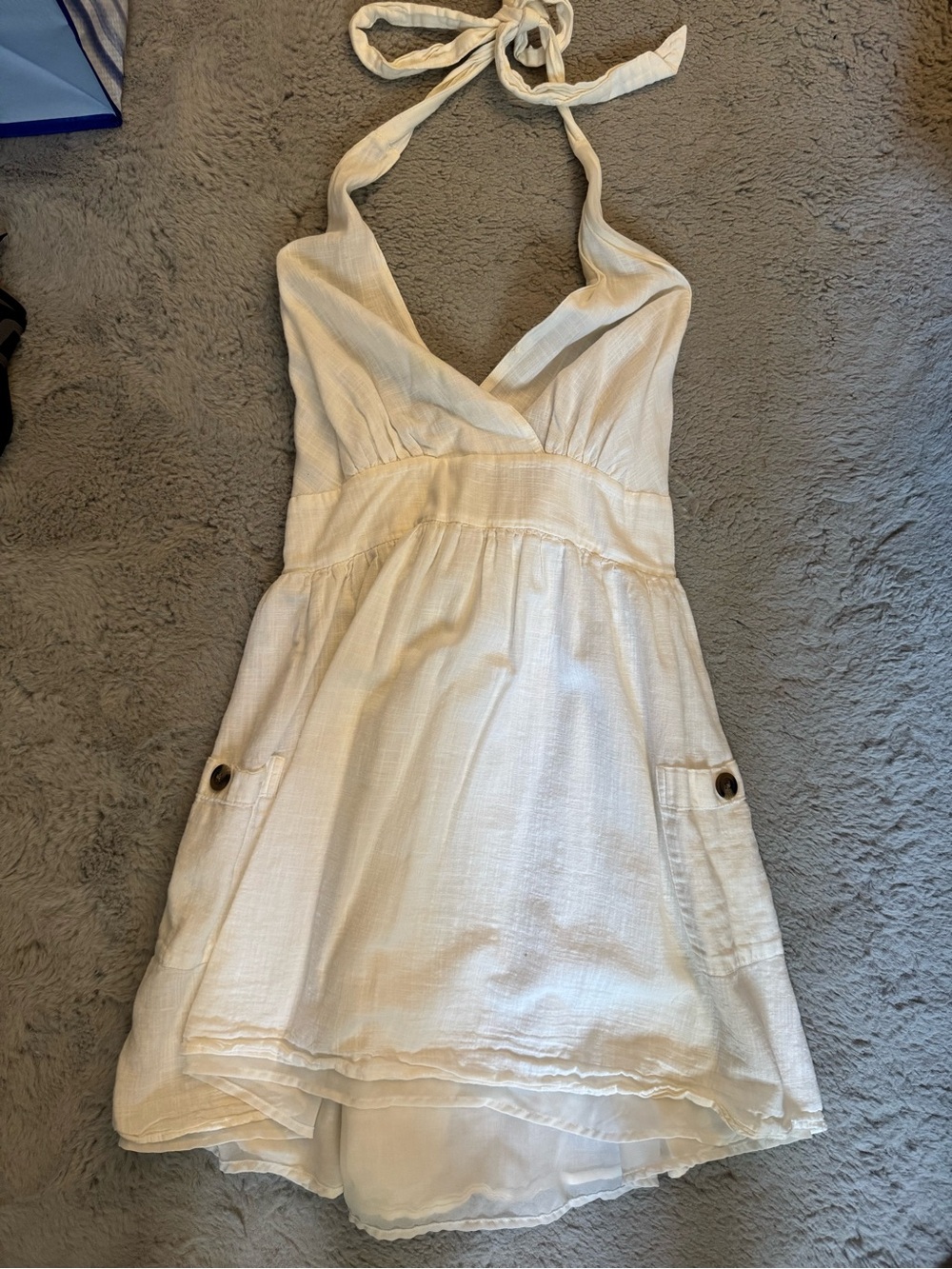American Eagle Outfitters Cream Halter Sundress